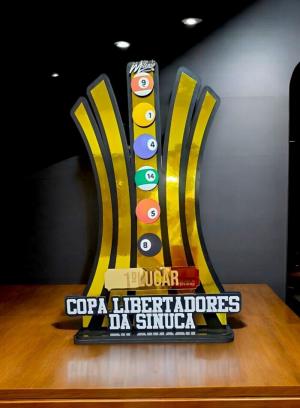 TROFÉU SINUCA COM APLIQUE DE ACRÍLICO MDF PERSONALIZADO PERSONALIZADA Pintura UV CORTE LASER 