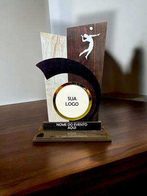 TROFÉU VÔLEI COM APLIQUE DE ACRÍLICO MDF PERSONALIZADO PERSONALIZADA Pintura UV CORTE LASER 